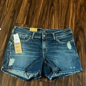 Silver Jeans Women's Blue Distressed Jean Shorts